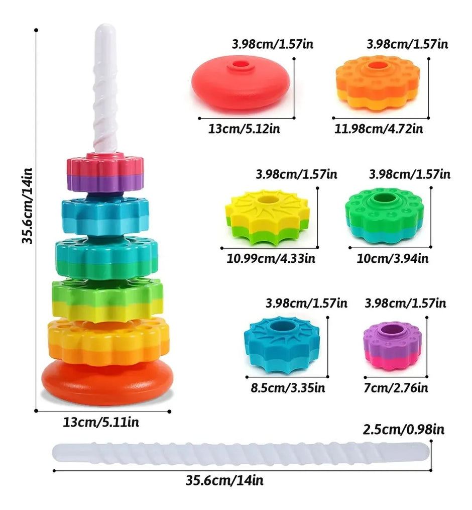 Juguete De Varilla y Discos Giratorios Arcoíris