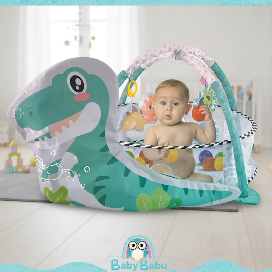 Centro de Actividades Dinosaurio 4 en 1 - Gimnasio y Piscina de Pelotas